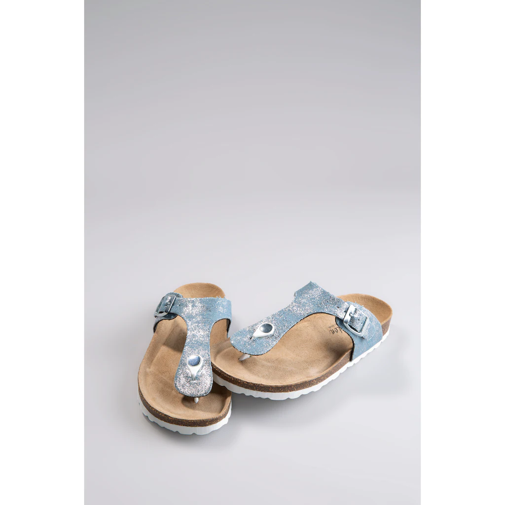 Aniston SHOES Zehentrenner Strandschuh Sommerschuh Urlaubschuh Metallic - NEUE KOLLEKTION