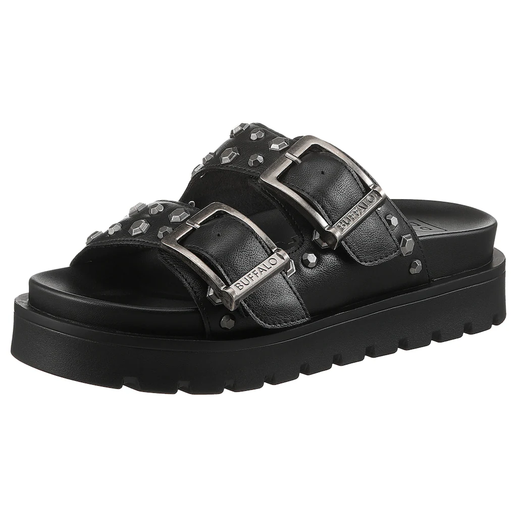 Buffalo Pantolette »RAYA ARI« Sommerschuh Schlappen Strandschuh mit Nietenverzierung