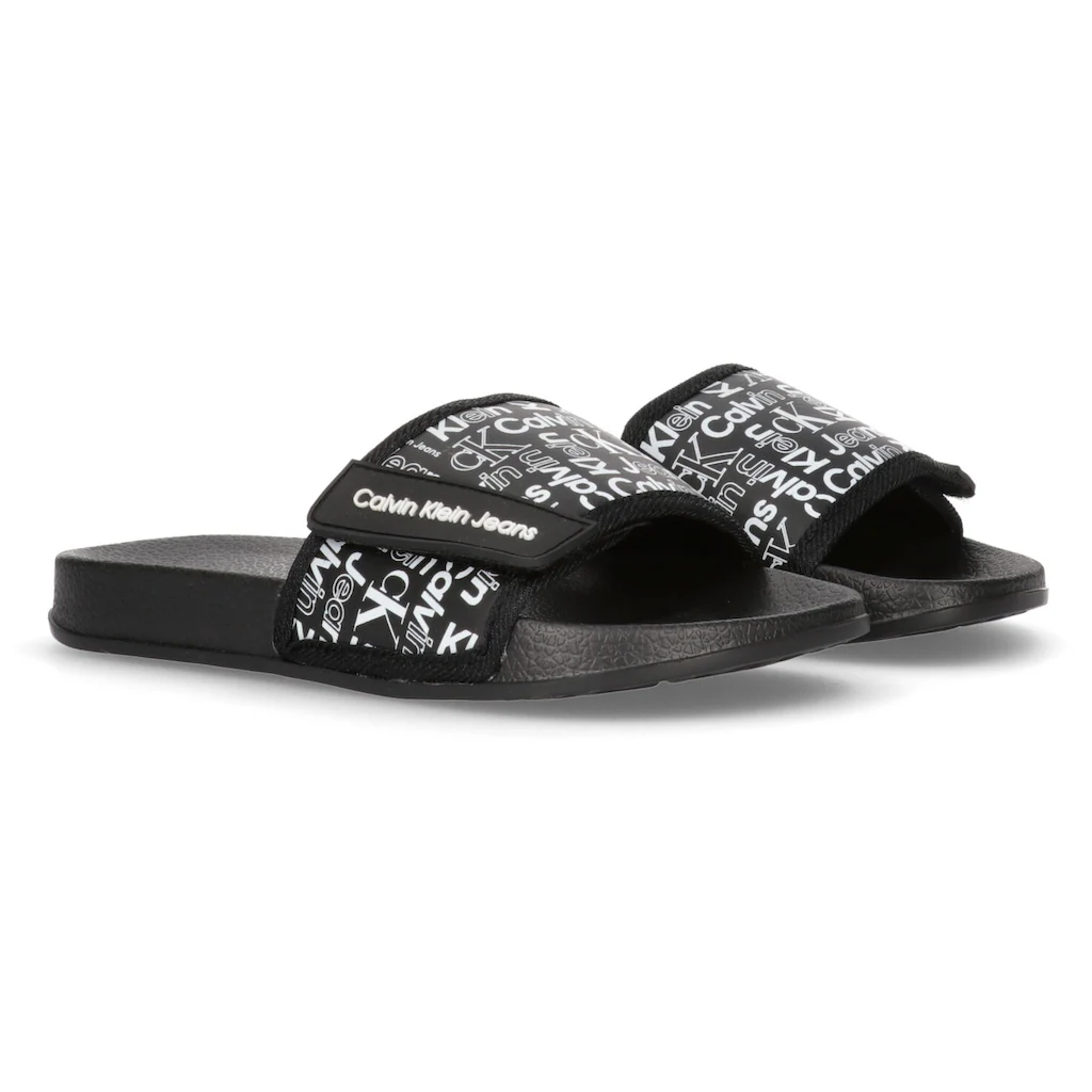 Calvin Klein Jeans Badepantolette »AOP POOL SLIDE« Sommerschuh Schlappen Badeschuh Poolslides Mit Logoschriftzügen Für Bestellen