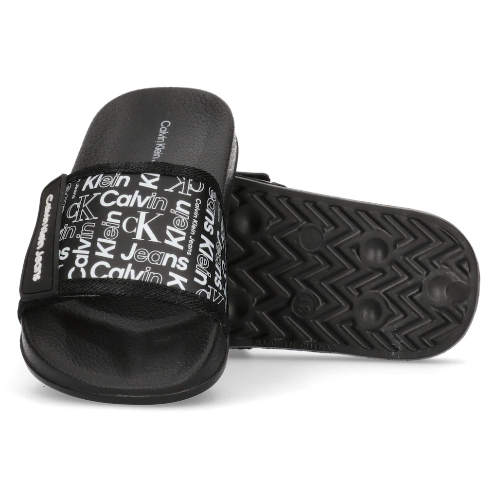 Calvin Klein Jeans Badepantolette »AOP POOL SLIDE« Sommerschuh Schlappen Badeschuh Poolslides Mit Logoschriftzügen Für Bestellen