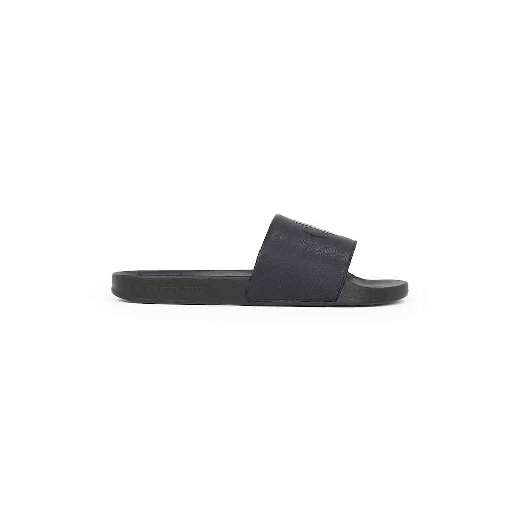 Calvin Klein Jeans Badepantolette »SLIDE AOP PRINT« Schlappen Poolslides Sommerschuh Strandschuh Mit Logo