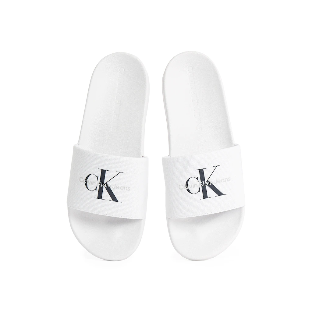 Calvin Klein Jeans Badepantolette »SLIDE MONOGRAM« Sommerschuh Schlappen Poolslides Strandschuh Mit Logoschriftzug Kaufen