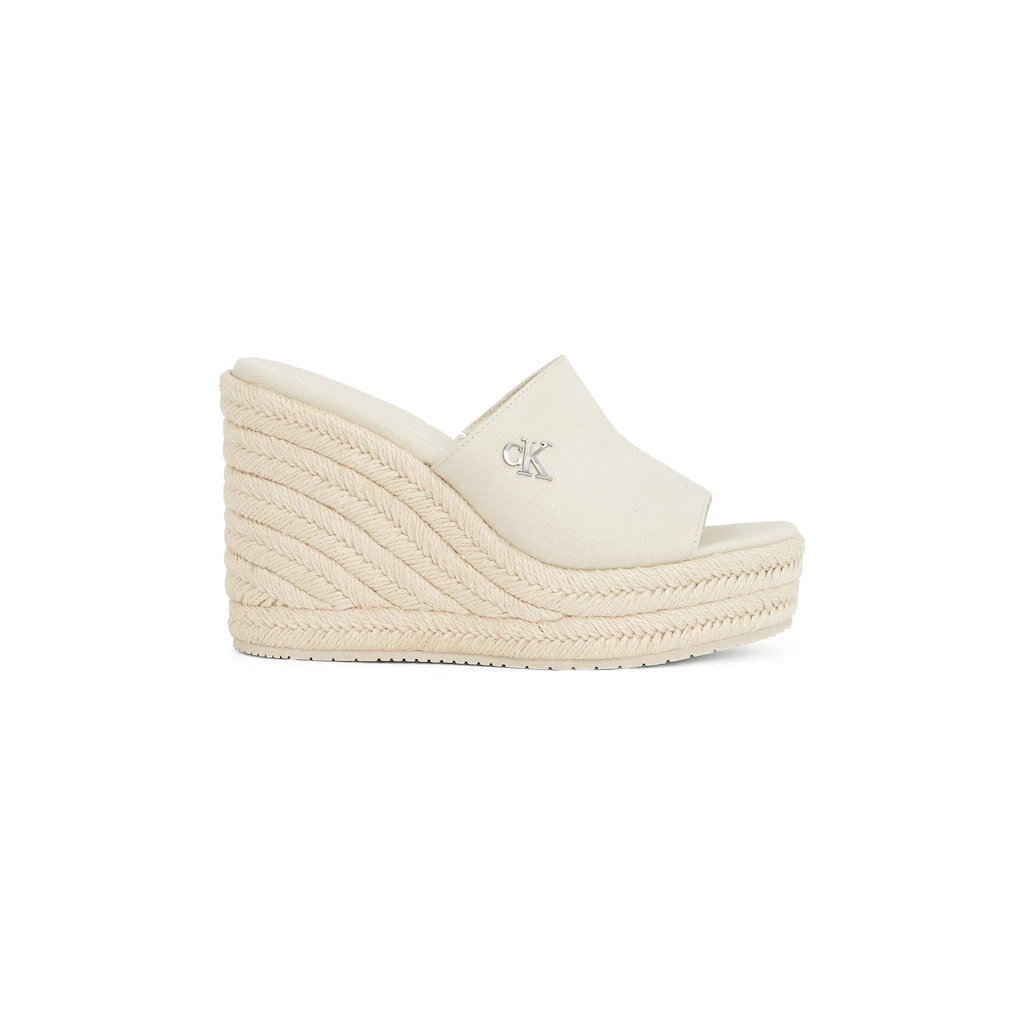 Calvin Klein Jeans Keilpantolette »WEDGE ROPE SLIDE MG« Sommerschuh Plateausohle Urlaubsschuh Mit Bastverzierung