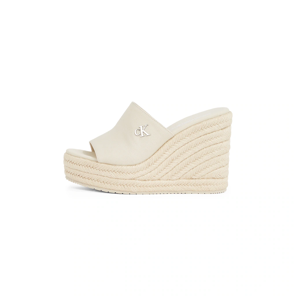 Calvin Klein Jeans Keilpantolette »WEDGE ROPE SLIDE MG« Sommerschuh Plateausohle Urlaubsschuh Mit Bastverzierung
