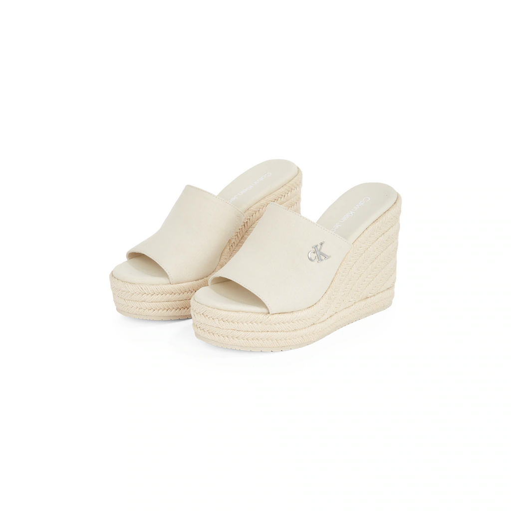 Calvin Klein Jeans Keilpantolette »WEDGE ROPE SLIDE MG« Sommerschuh Plateausohle Urlaubsschuh mit Bastverzierung