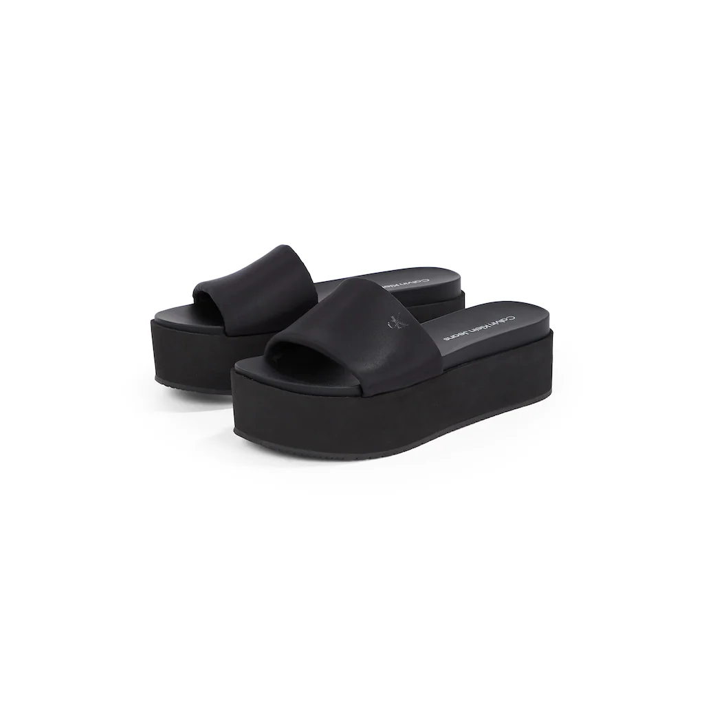 Calvin Klein Jeans Pantolette »FLATFORM SANDAL SLIDE IN NYLON« Poolslides Sommerschuh Strandschuh Plateausohle zum Schlupfen