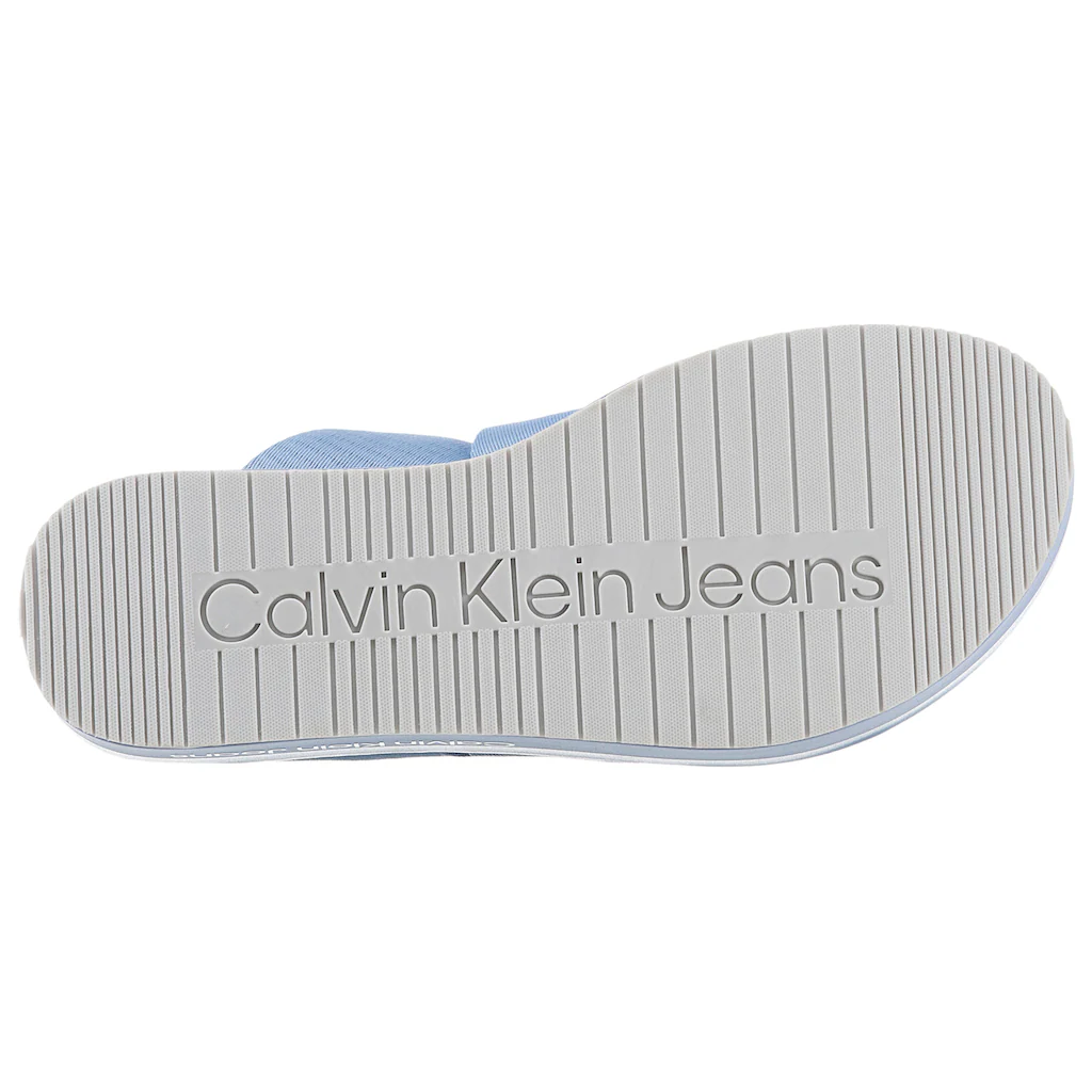 Calvin Klein Jeans Pantolette »FLATFORM SANDAL WEBBING IN MR« Plateau Sommerschuh Schlappen Mit Logoschriftzug