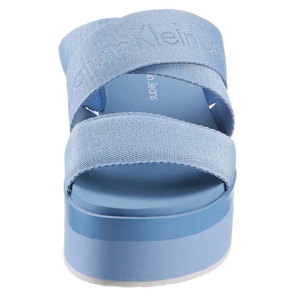 Calvin Klein Jeans Pantolette »FLATFORM SANDAL WEBBING IN MR« Plateau Sommerschuh Schlappen Mit Logoschriftzug