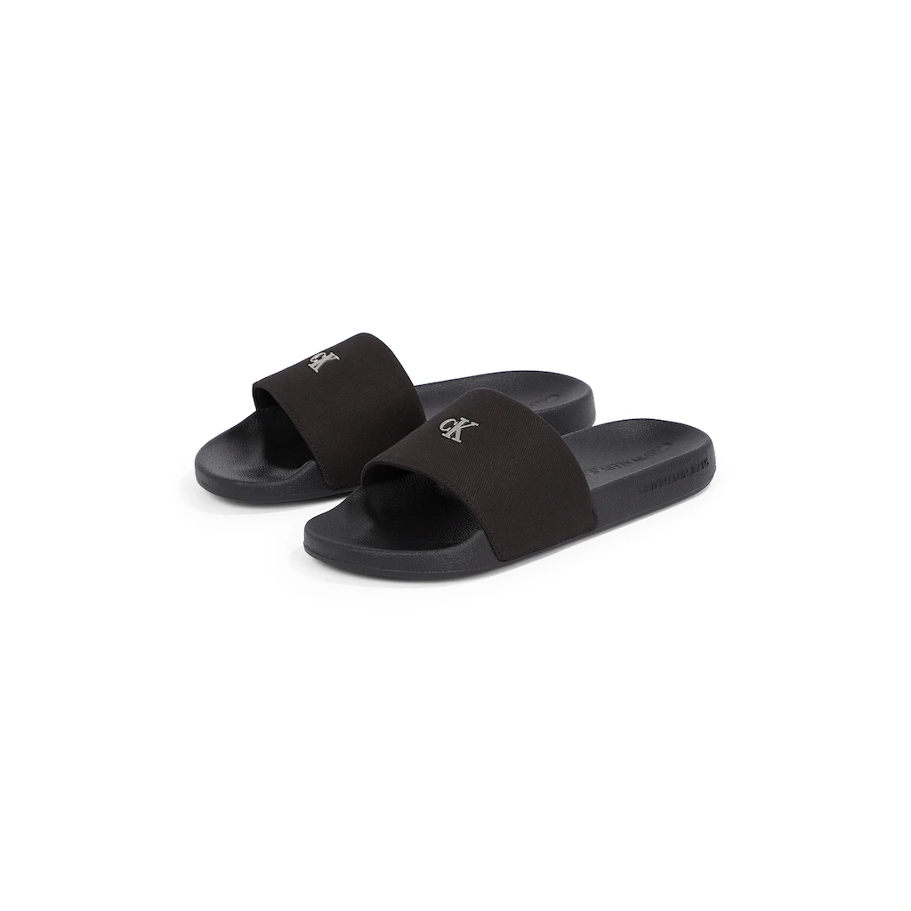 Calvin Klein Jeans Pantolette »SLIDE MONOGRAM HARDWARE« Poolslides Schlappen Sommerschuh Strandschuh zum Schlupfen