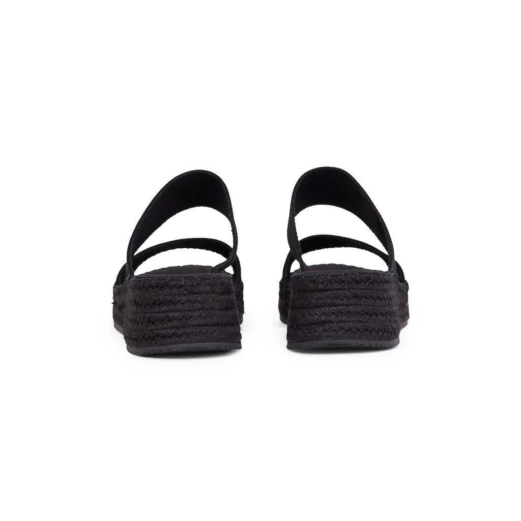 Calvin Klein Jeans Pantolette »SPORTY ROPE MG LTH WEBBING« Sommerschuh Schlappen Pool-Slides Strandschuh Mit Bastbesatz
