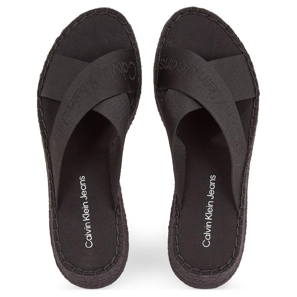 Calvin Klein Jeans Pantolette »SPORTY WEDGE ROPE SANDAL MR« Keilabsatz Sommerschuh Schlappen Mit Bastbesatz An Der Laufsohle