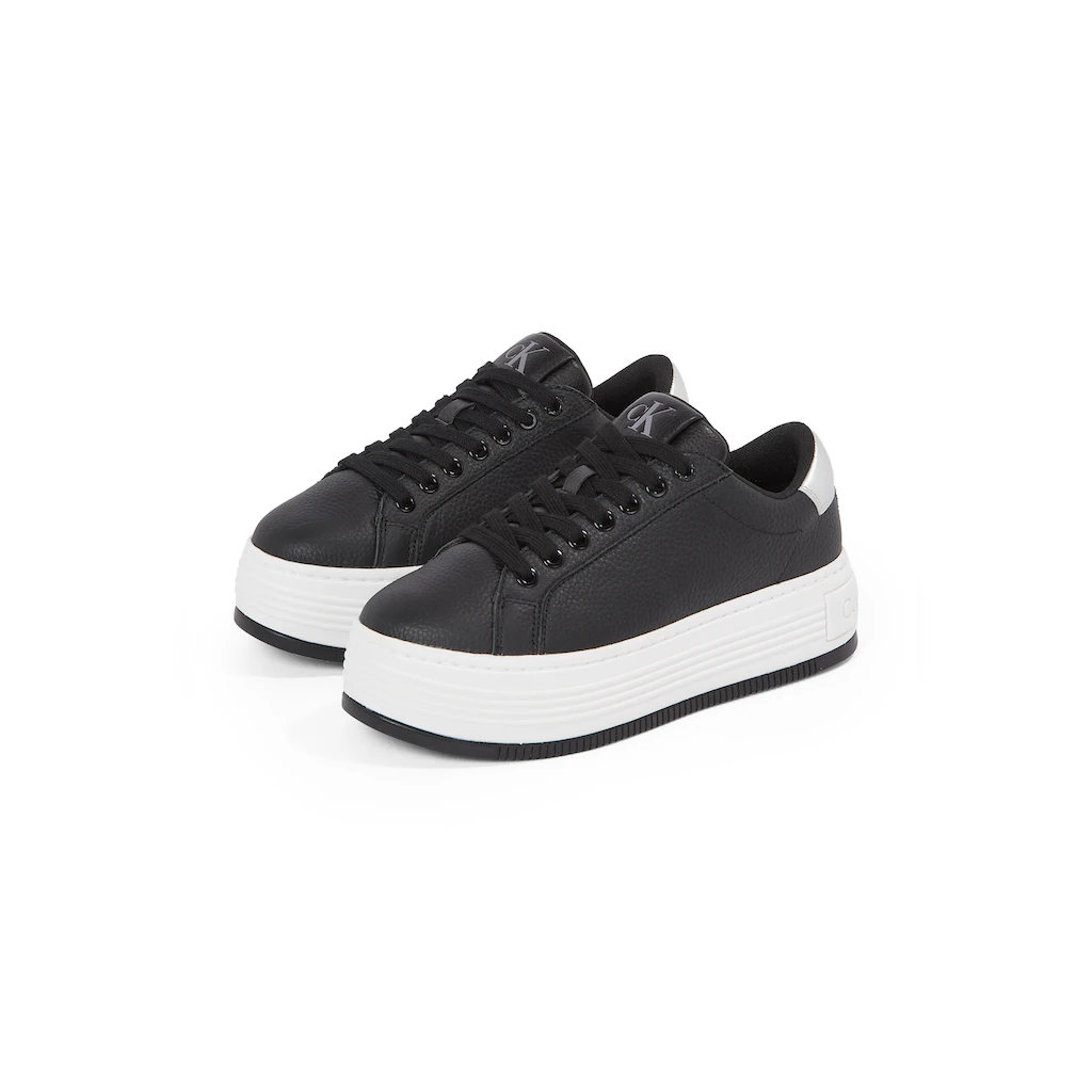 Calvin Klein Jeans Plateausneaker »BOLD FLATF LOW MIX OHB« Schnürschuh Halbschuh Freizeitschuh Mit Fersen-Kontrast Online Bestellen