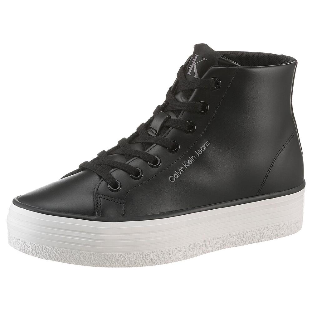 Calvin Klein Jeans Plateausneaker »BOLD VULC FLATF MID LTH IN« High Top Sneaker Schnürboots mit CK Logo an der Ferse online bestellen