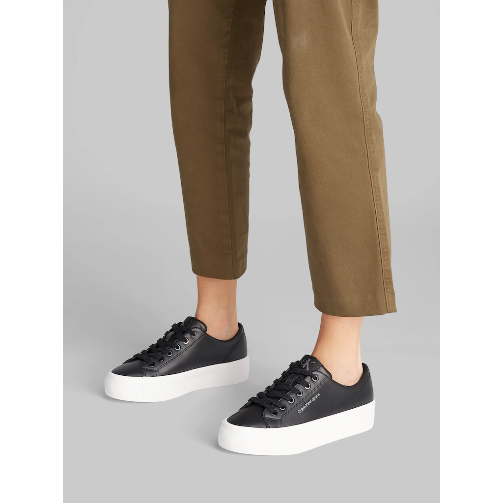 Calvin Klein Jeans Plateausneaker »VULC FLATFORM LOW MG LTH« Schnürschuh Halbschuh Freizeitschuh In Klassischer Optik Online Kaufen