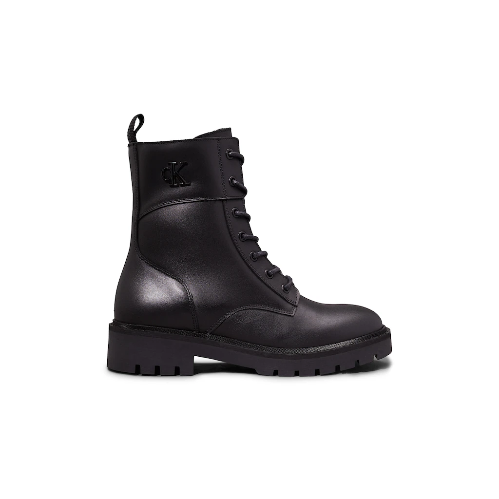 Calvin Klein Jeans Schnürboots »COMBAT BOOT MID ZIP LTH IN CALF« Blockabsatz Schnürstiefelette Mit Seitlichem CK-Schmuckelement Online Bestellen
