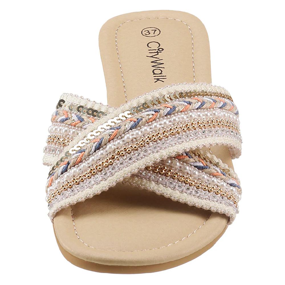 CITY WALK Pantolette Sommerschuh Schlappen Im Boho-Look