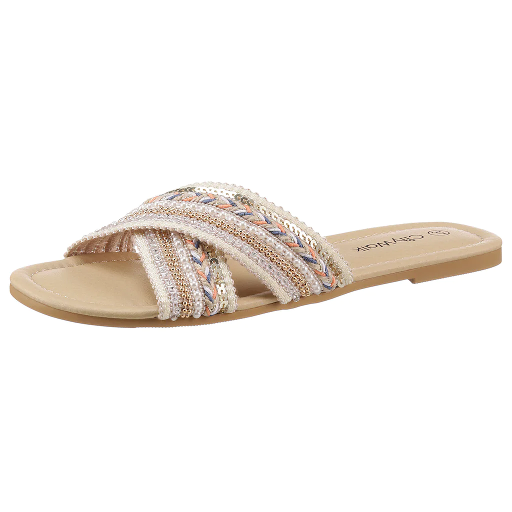 CITY WALK Pantolette Sommerschuh Schlappen im Boho-Look