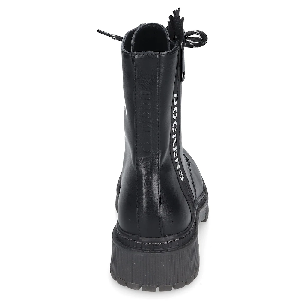Dockers By Gerli Schnürstiefel Biker Boots Plateau Stiefel Mit Modischem Textilband ▷ Für