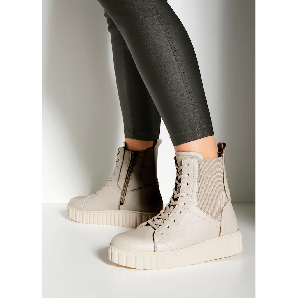 Elbsand Stiefelette Aus Leder Mit Stretcheinsatz Stiefel Boots Schnürstiefelette Kaufen