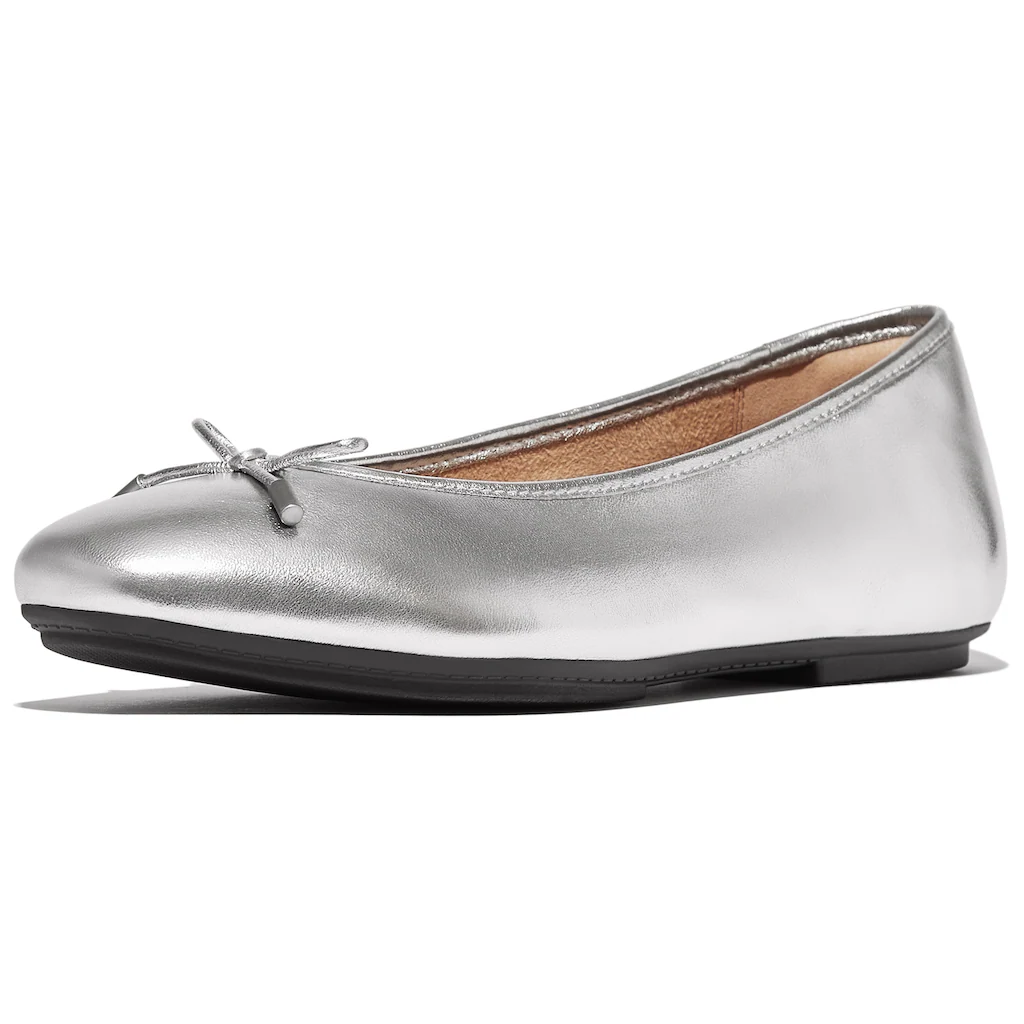 Fitflop Ballerina »Delicato Bow« Loafer Halbschuh Slipper Im Metallic Look Online Bestellen
