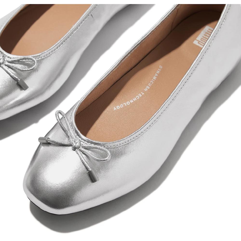 Fitflop Ballerina »Delicato Bow« Loafer Halbschuh Slipper Im Metallic Look Online Bestellen