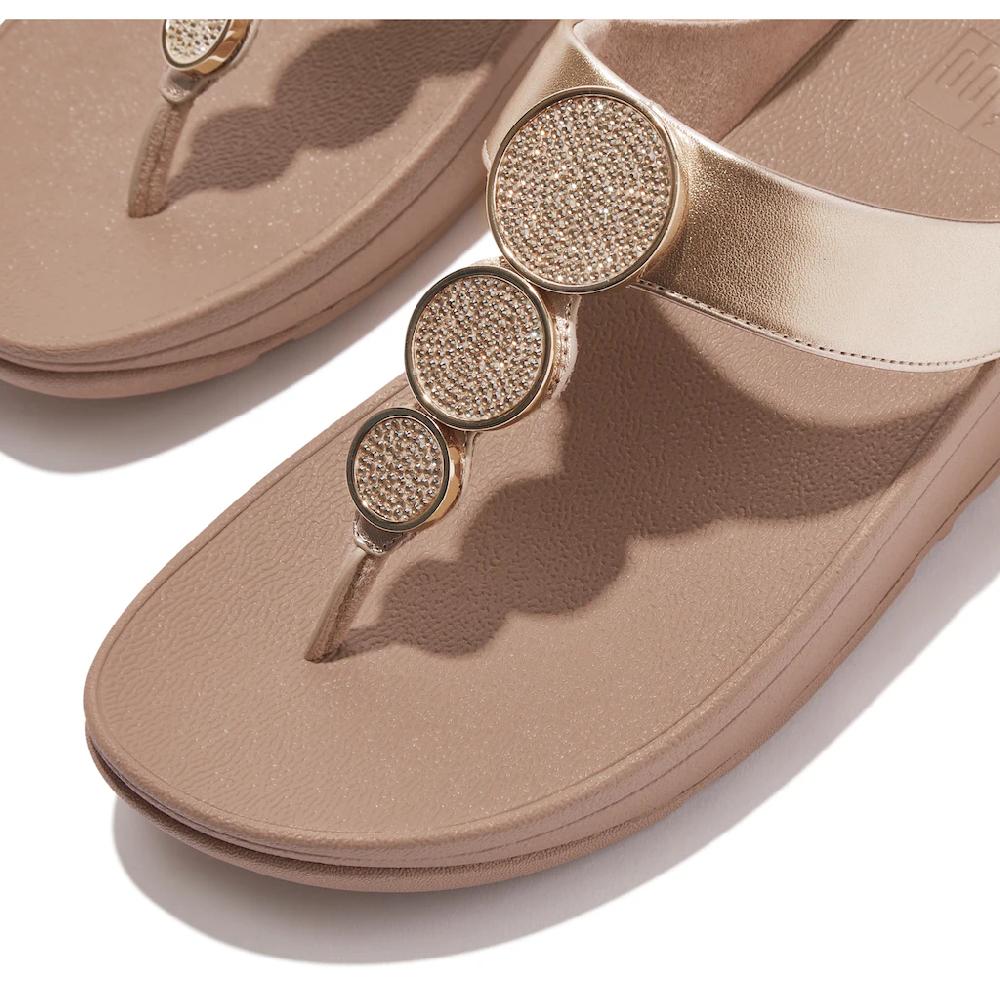 Fitflop Dianette »HALO BEAD-CIRCLE METALLIC TOE-POST SANDALS« Pool Slides Pantolette Mit Dämpfender Zwischensohlentechnologie