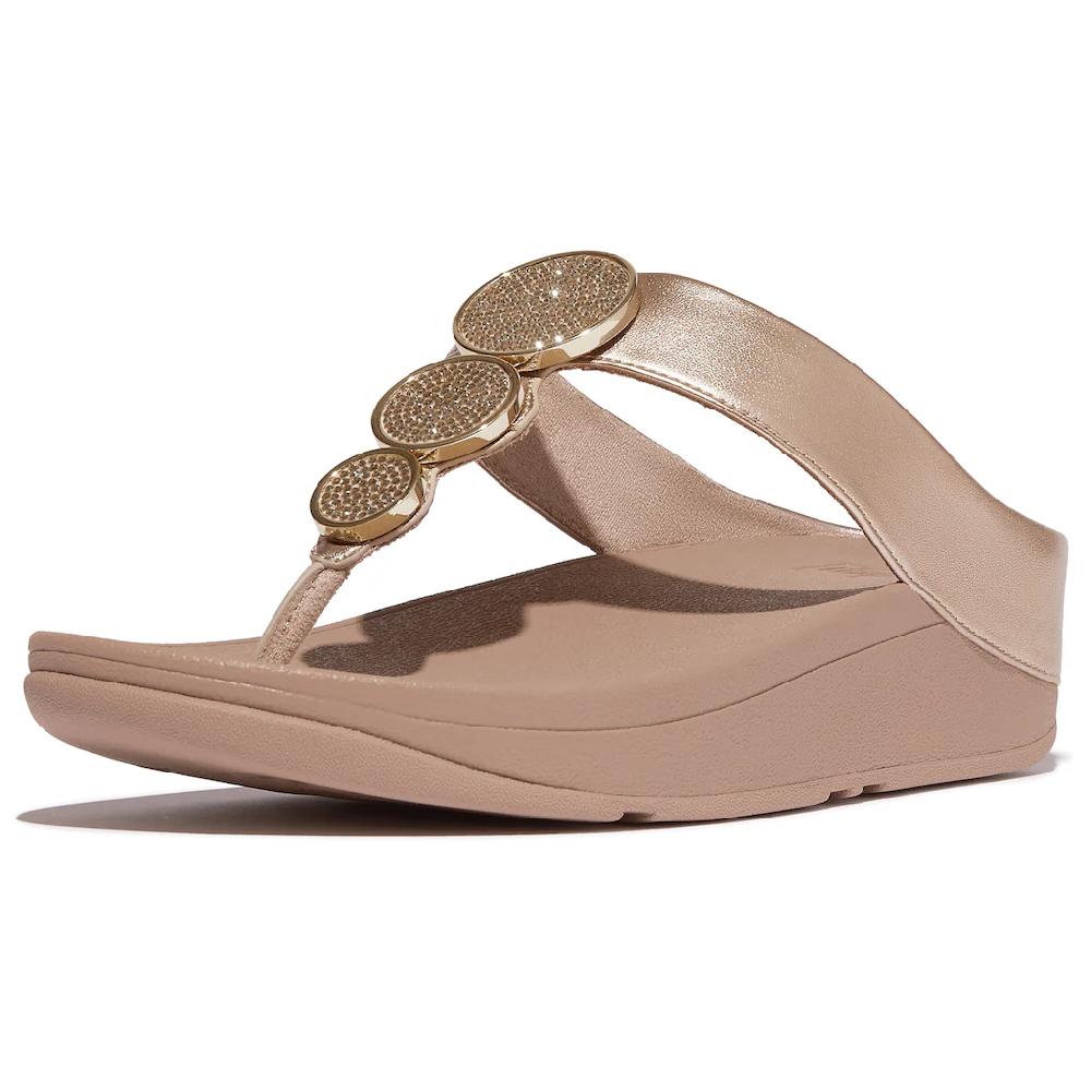Fitflop Dianette »HALO BEAD-CIRCLE METALLIC TOE-POST SANDALS« Pool Slides Pantolette Mit Dämpfender Zwischensohlentechnologie