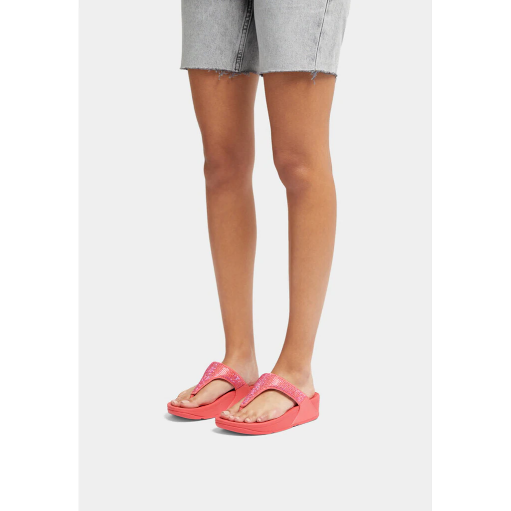 Fitflop Dianette »LULU CRYSTAL EMBELLISHED TOE-POST SANDALS - HOTFIX« Keilabsatz Sommerschuh Zehentrenner Mit Weichem Zehensteg