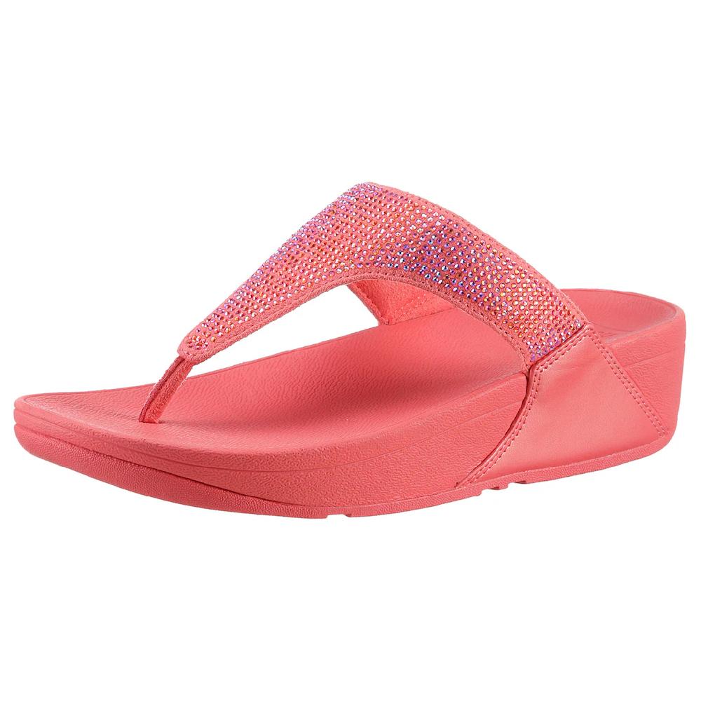 Fitflop Dianette »LULU CRYSTAL EMBELLISHED TOE-POST SANDALS - HOTFIX« Keilabsatz Sommerschuh Zehentrenner mit weichem Zehensteg