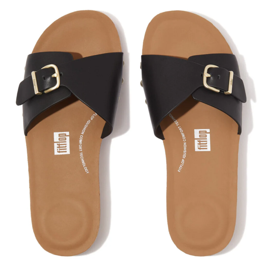 Fitflop Pantolette »IQUSHION ADJUSTABLE BUCKLE LEATHER SLIDES« Sommerschuh Schlappen Mit Verstellbarer Bandage Bestellen
