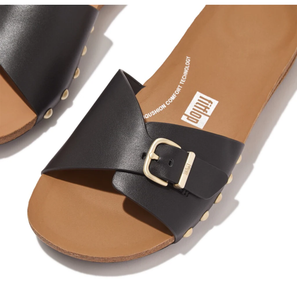 Fitflop Pantolette »IQUSHION ADJUSTABLE BUCKLE LEATHER SLIDES« Sommerschuh Schlappen Mit Verstellbarer Bandage Bestellen