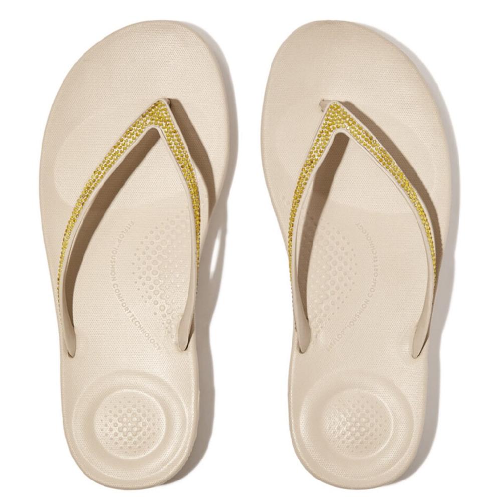 Fitflop Zehentrenner »iQUSHION SPARKLE - CLASSIC« Keilabsatz Sommerschuh Schlappen Mit Funkelnden Glitzerbesatz