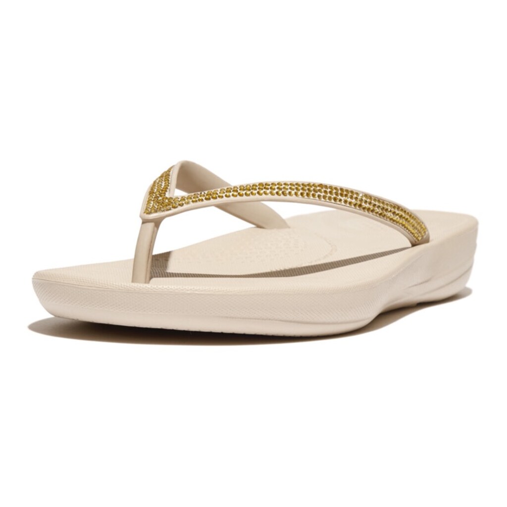 Fitflop Zehentrenner »iQUSHION SPARKLE - CLASSIC« Keilabsatz Sommerschuh Schlappen Mit Funkelnden Glitzerbesatz