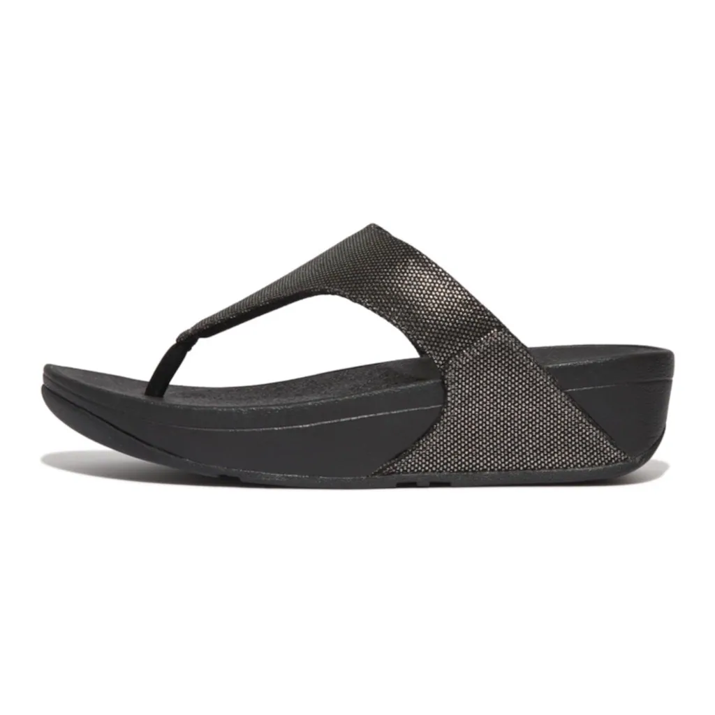 Fitflop Zehentrenner »LULU GLITZ« Keilabsatz Sommerschuh Microwobbleboard - komfortables Fußbett