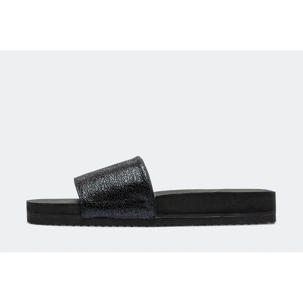 Flip Flop Pantolette »pool Metallic Cracked« Sommerschuh Schlappen Poolsildes Mit Metallic Crush Effekt