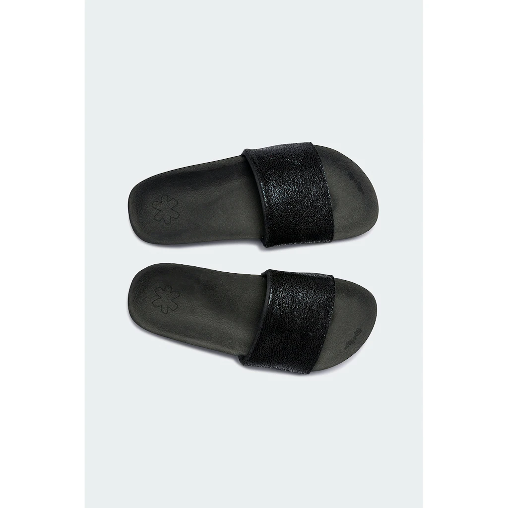 Flip Flop Pantolette »pool Metallic Cracked« Sommerschuh Schlappen Poolsildes Mit Metallic Crush Effekt