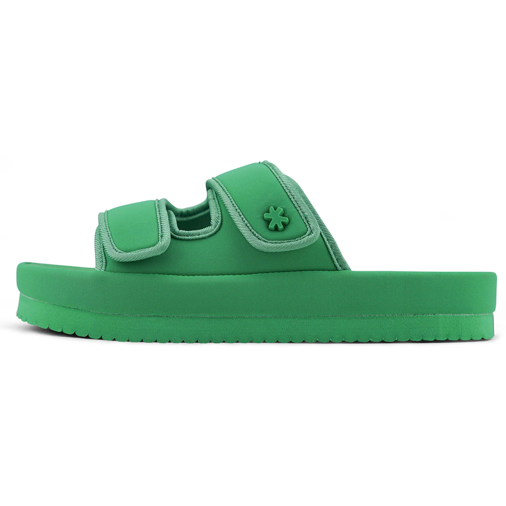 Flip Flop Pantolette »velcro*flower« Plateau Sommerschuh Schlappen mit Plateausohle