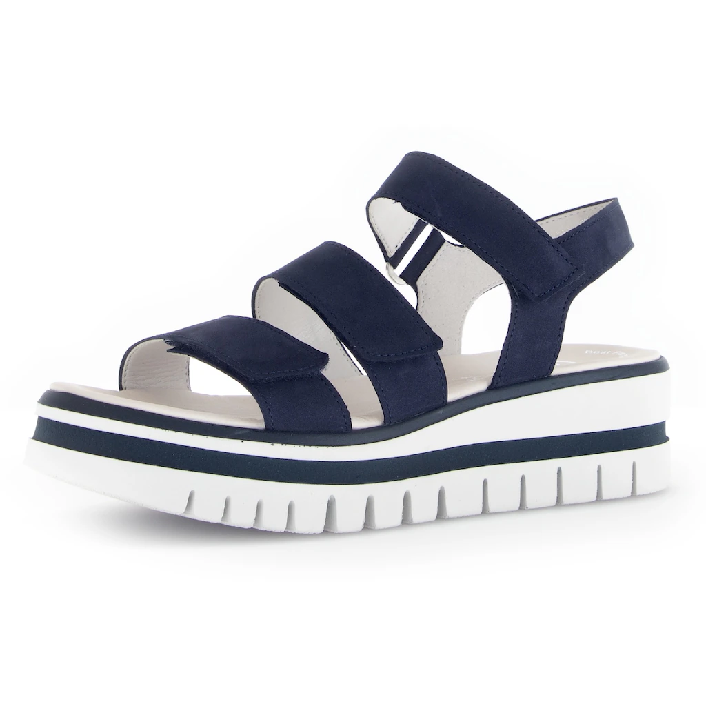 Gabor Keilsandalette Plateau Riemchensandale Sommerschuh mit drei Klettverschlüssen