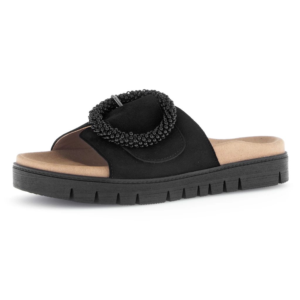 Gabor Pantolette Plateau Sommerschuh Schlappen mit Zierperlen an der Zierschnalle online bestellen