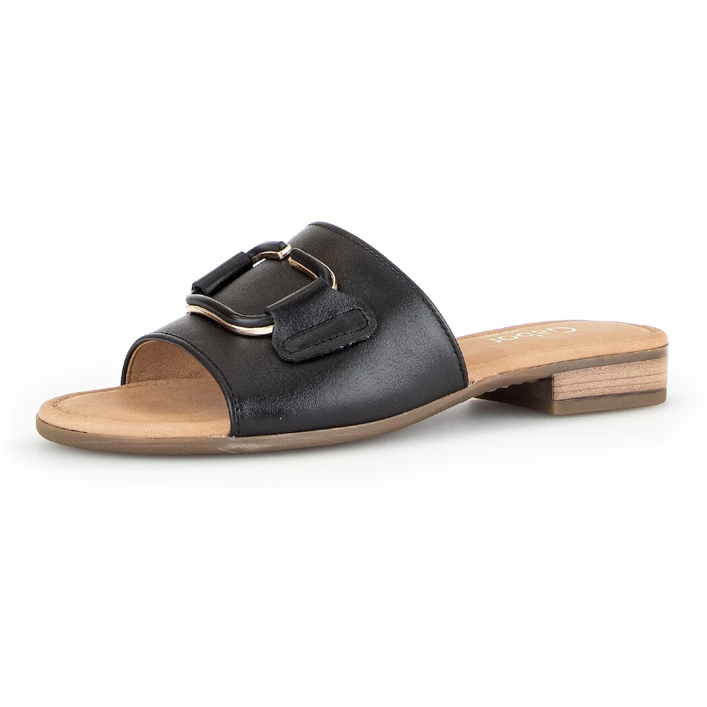 Gabor Pantolette »RHODOS« Blockabsatz Sommerschuh Schlappen mit Schmuckelement