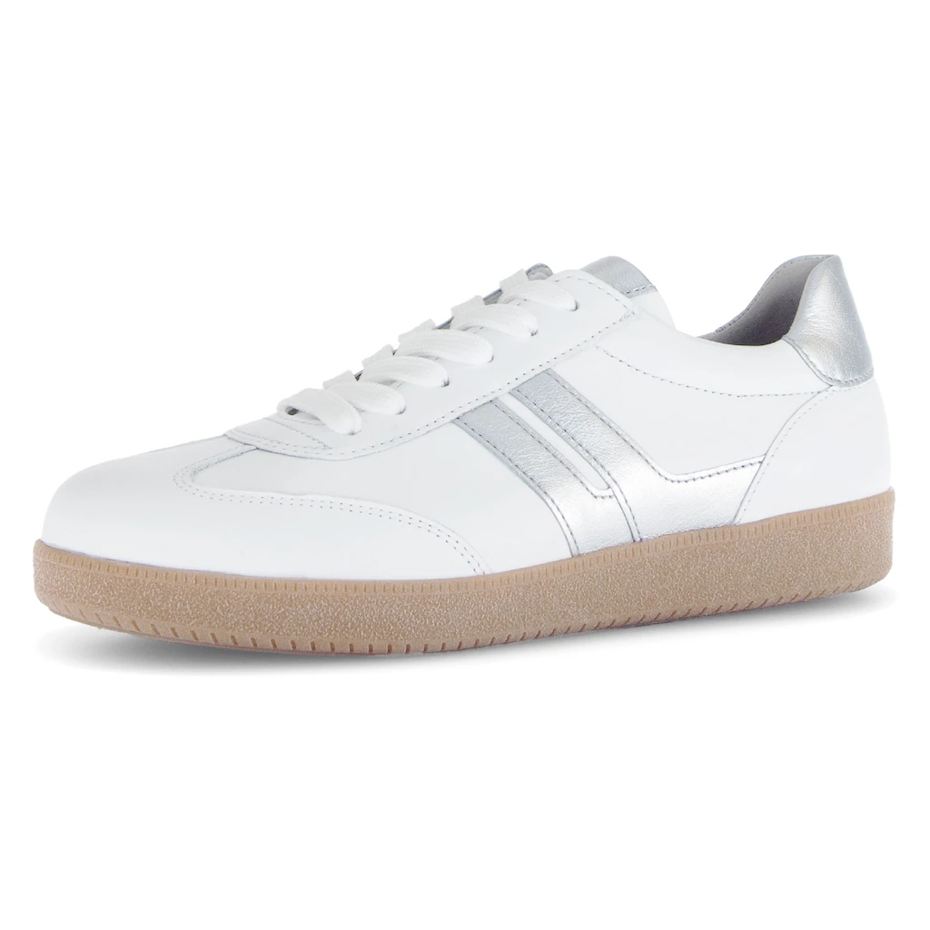 Gabor Plateausneaker Freizeitschuh Halbschuh Schnürer Kontrastbesatz in Metallic-Optik