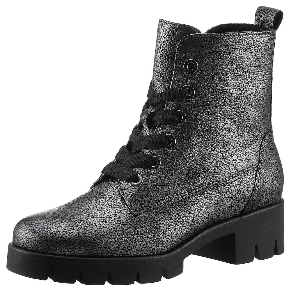 Gabor Schnürstiefelette Blockabsatz Plateau Schnürboots mit Metallic-Effekt online bestellen