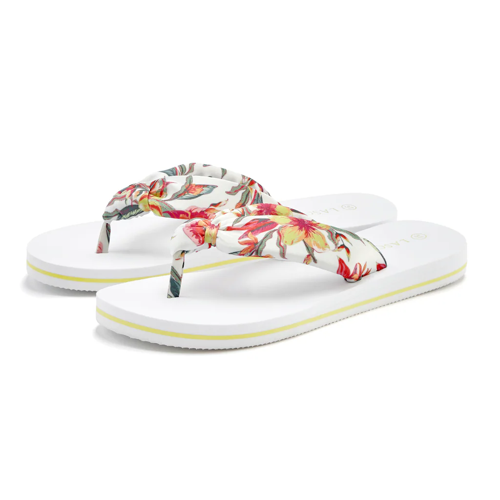 LASCANA Badezehentrenner Sandale Pantolette Badeschuh ultraleicht mit softem Band VEGAN