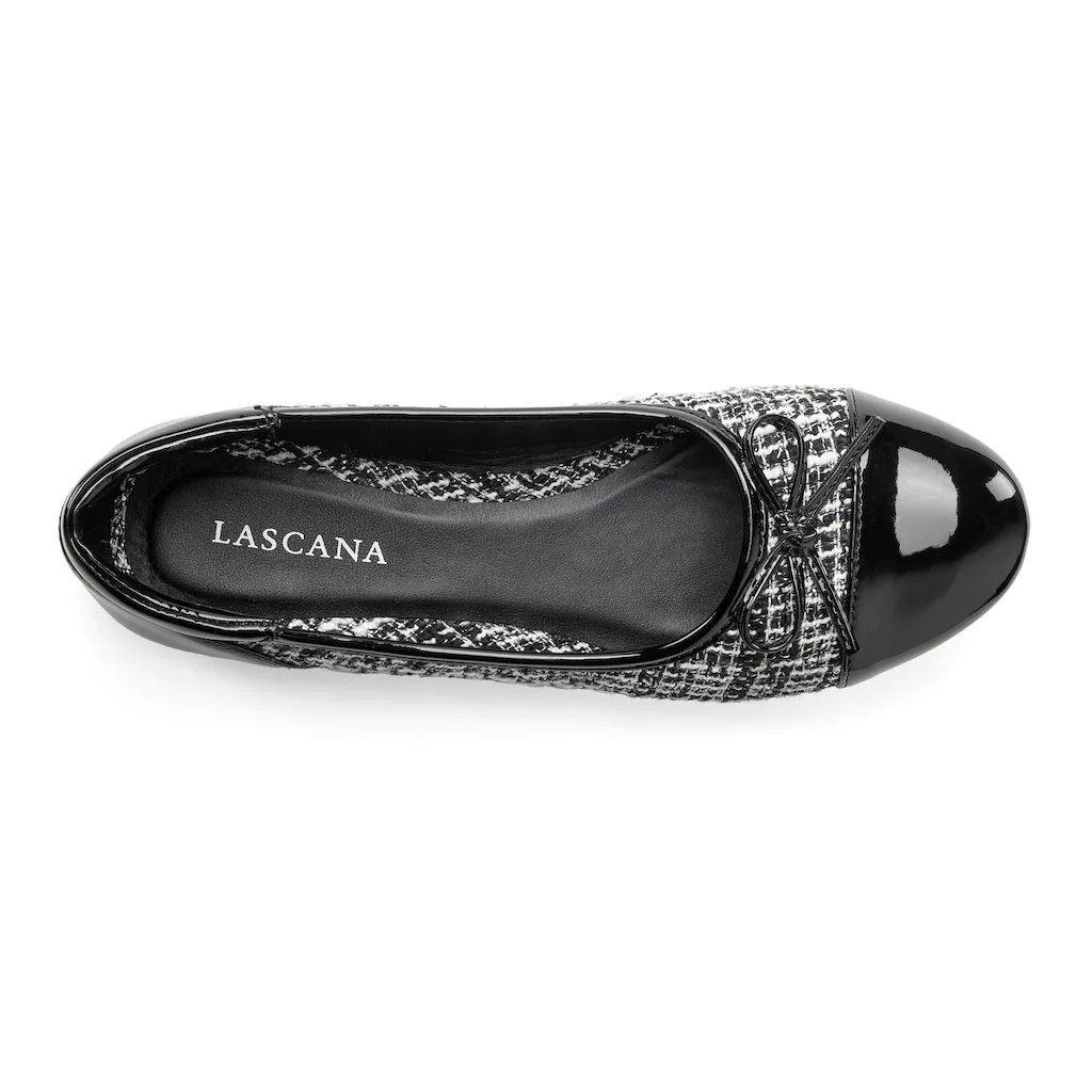 LASCANA Ballerina In Hahnentritt-Optik Freizeitschuh Slipper Slip-In Halbschuh VEGAN ▷ Für