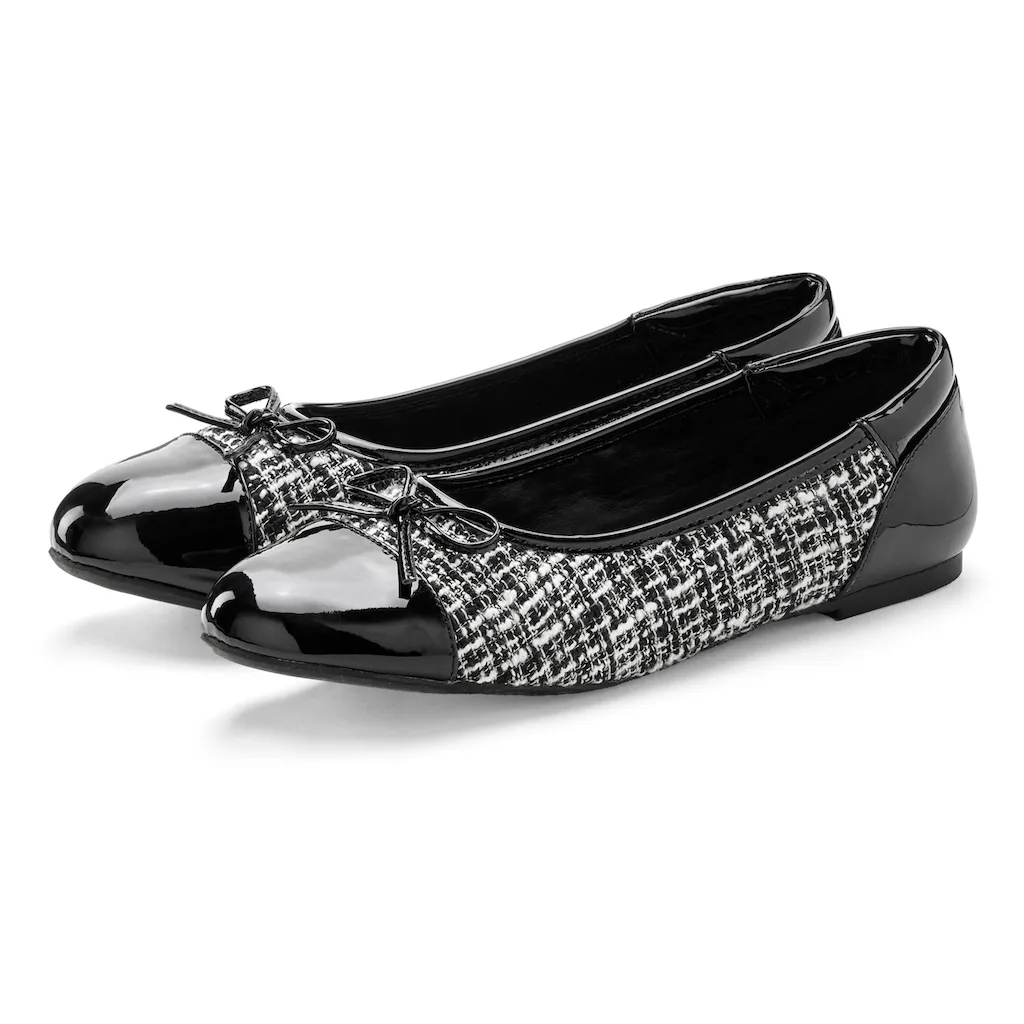 LASCANA Ballerina in Hahnentritt-Optik Freizeitschuh Slipper Slip-In Halbschuh VEGAN ▷ für