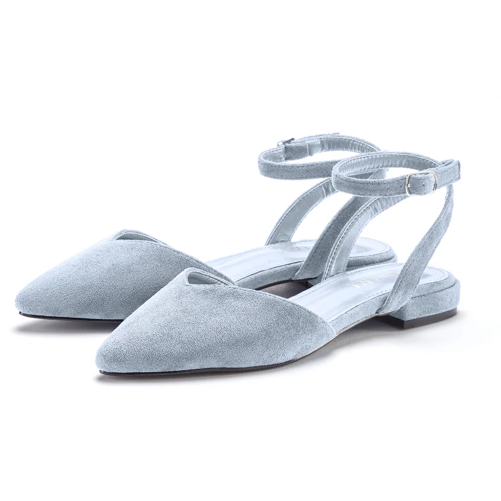 LASCANA Ballerina Riemchenballerina Slipper Halbschuh Sandale mit spitzer Form VEGAN ▷ für