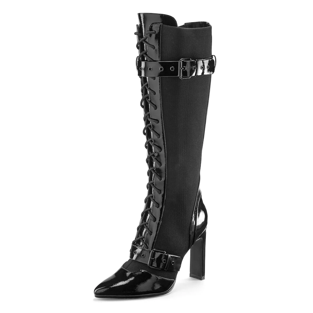LASCANA Belle Affaire High-Heel-Stiefel Schnürstiefel Mit Erotischer Lack-Optik High-Heel-Stiefelette Online Bestellen