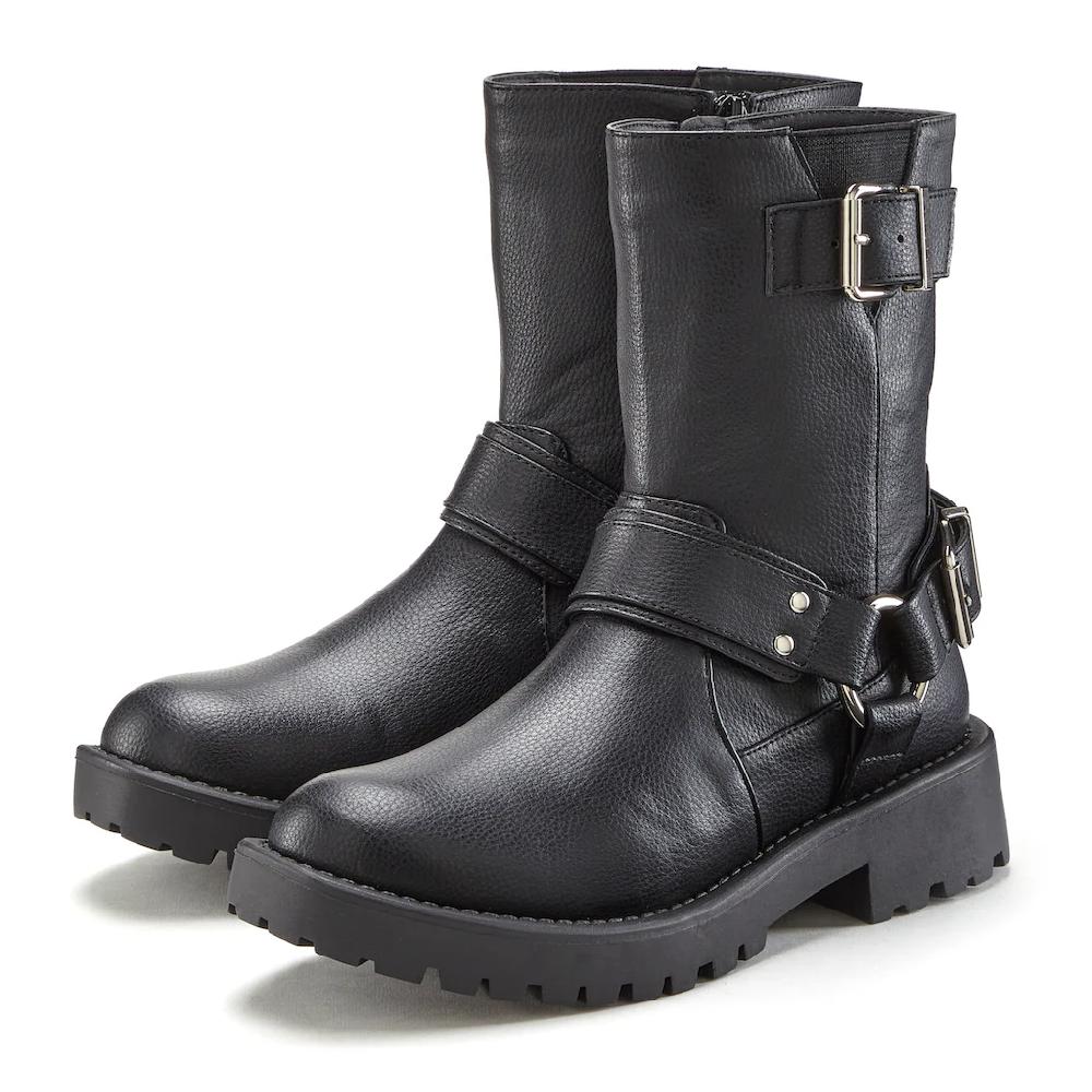 LASCANA Bikerboots mit trendigen Zierschnallen Stiefel Stiefelette ▷ für