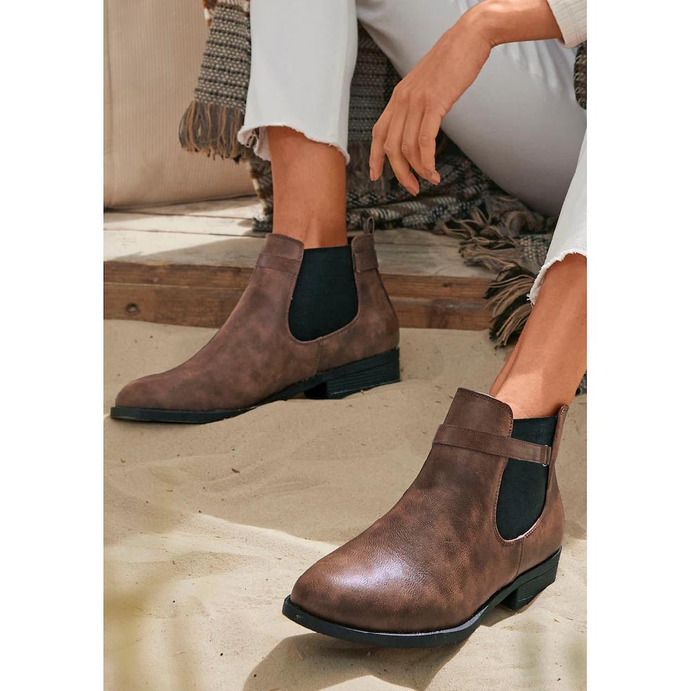 LASCANA Chelseaboots Stiefelette Ankle Boots Mit Stretch-Einsatz VEGAN Online Kaufen