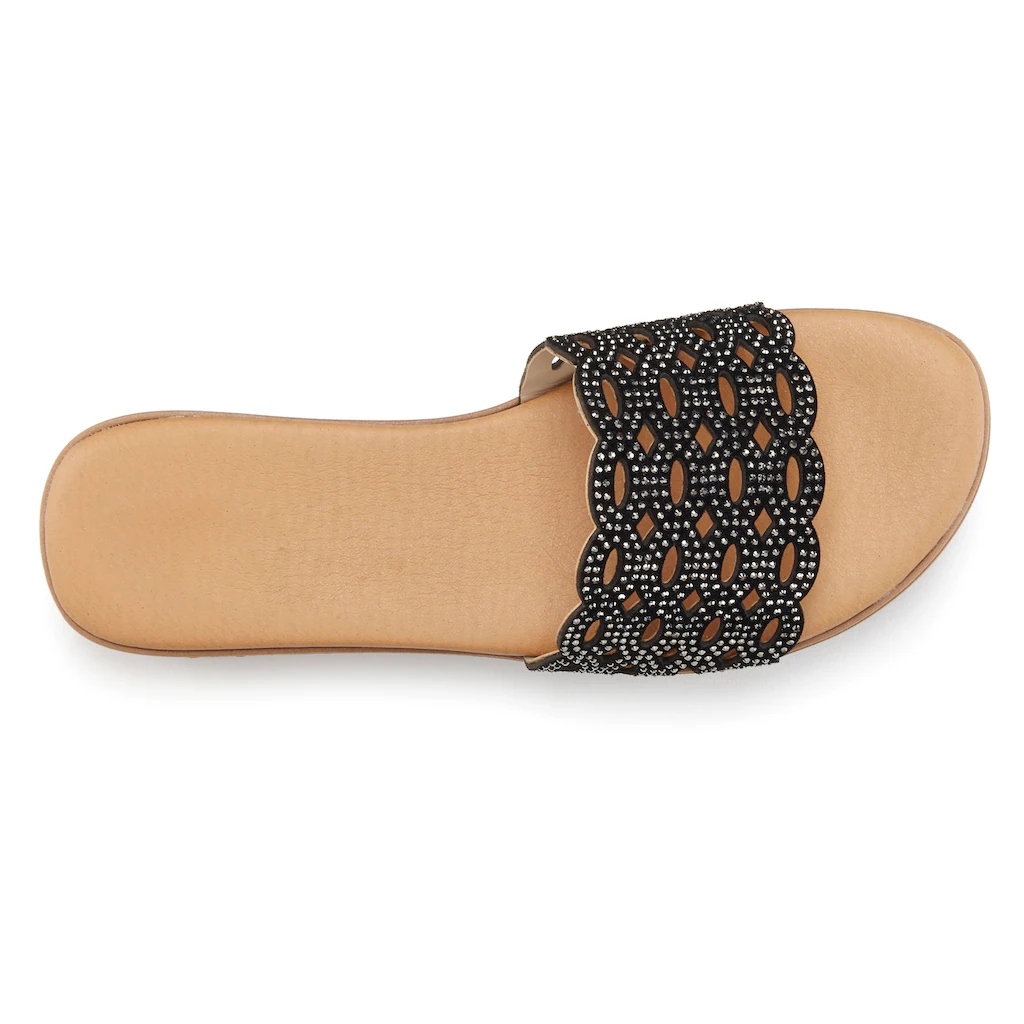 LASCANA Pantolette Mule Sandale Offener Schuh Aus Leder Mit Kleinen Cut-Outs